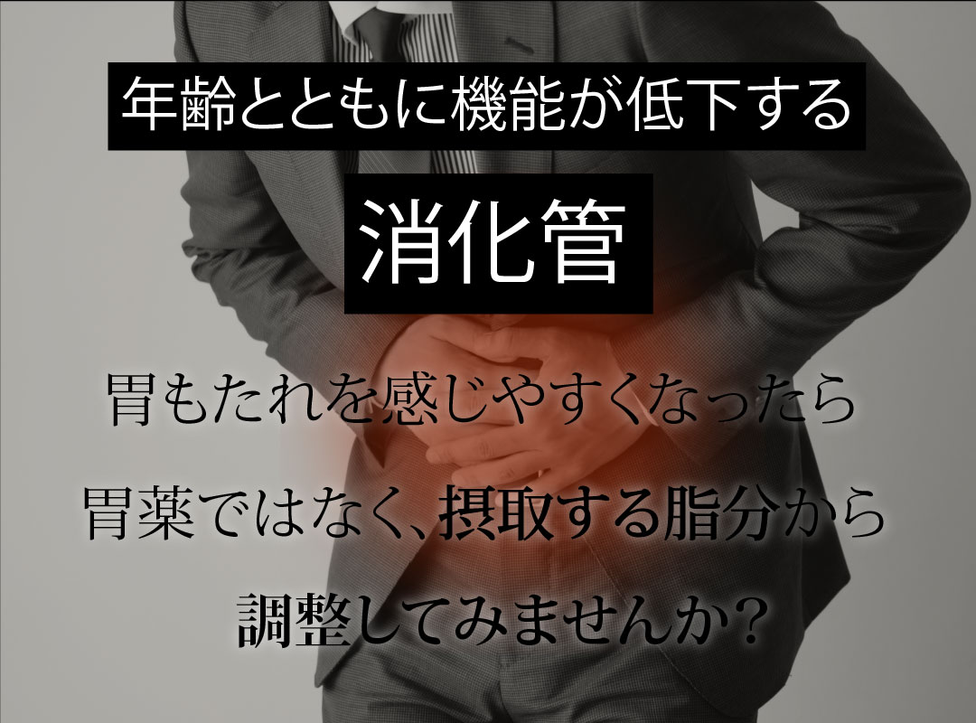 年齢とともに昨日が低下する消化器官。摂取する脂分から調整しませんか？